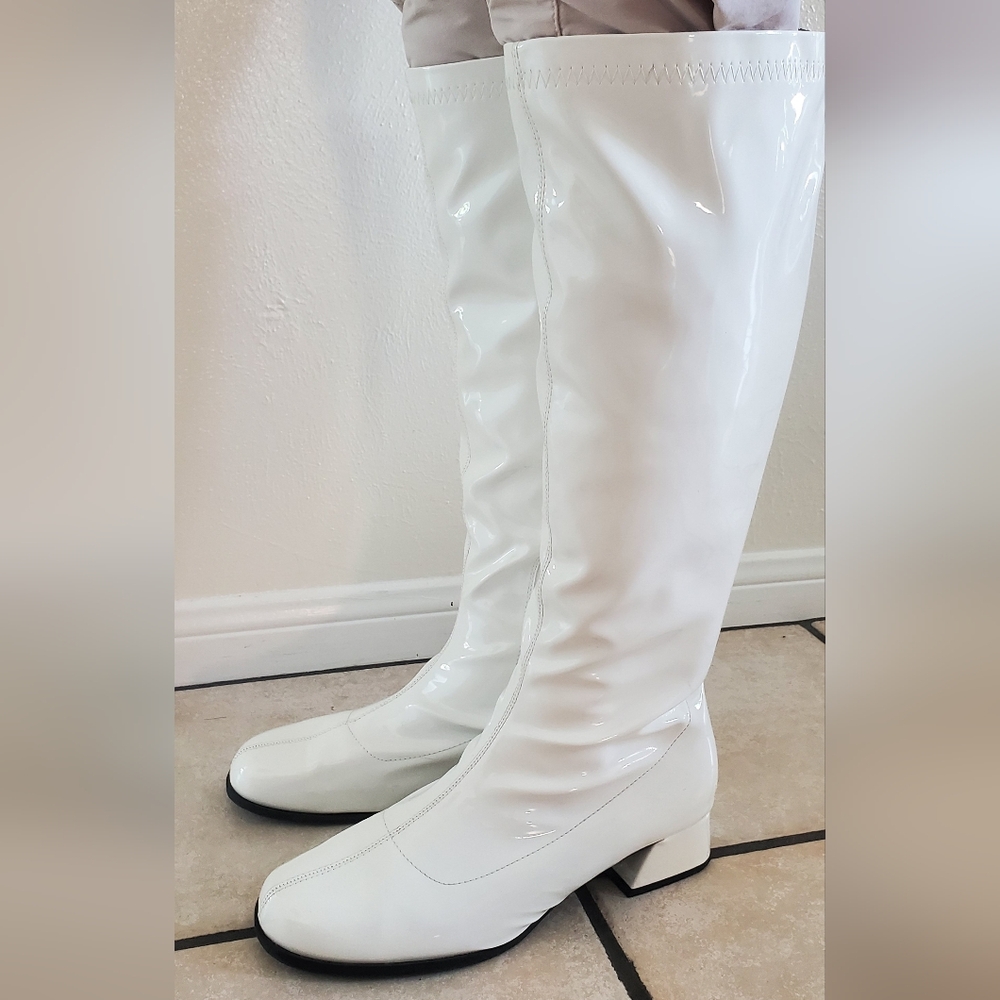 Knee High White Platform Boots Cosplay Go Go Boots